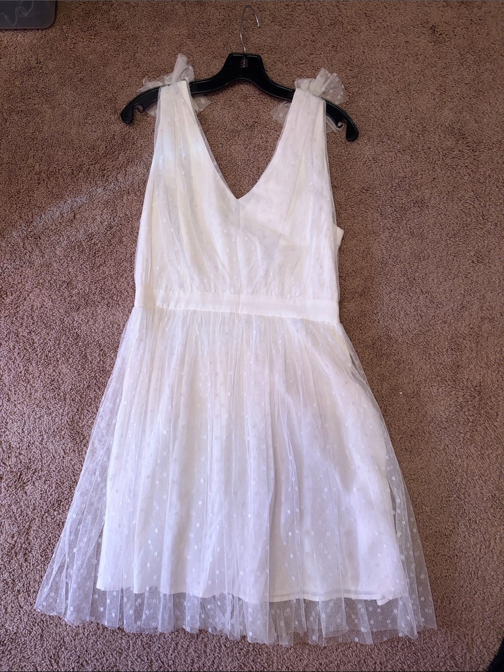 Staccato White Polka Dot Tulle Party Dress